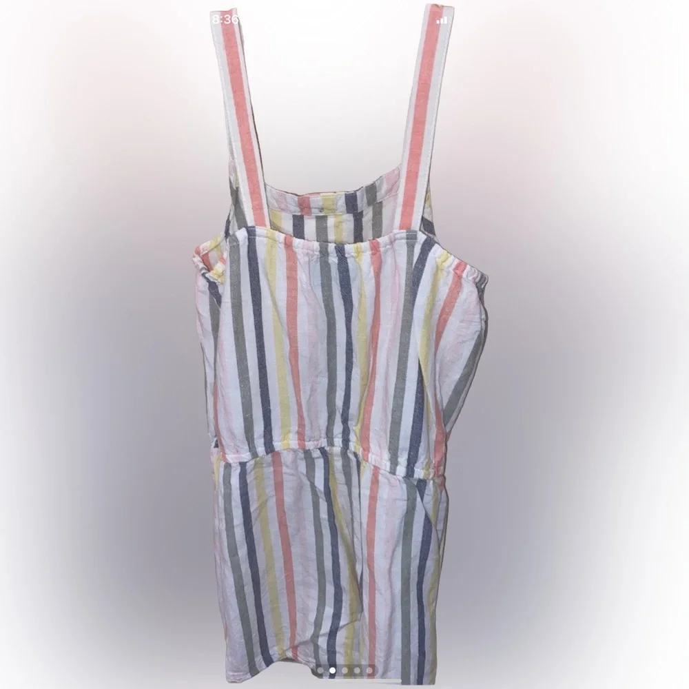 Old Navy Girls Striped Tie-Front Romper Size 6/7 Multicolor